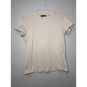 Cuts Women Size M Cream Crew Neck Short Sleeve Basic T Shirt